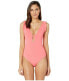 Kate Spade New York Women's 236340 Ruffle Plunge One-Piece Swimsuit Size S