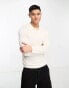 Фото #1 товара ONLY & SONS knit long sleeve polo in off white