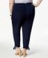 NY Collection Plus Size Tapered Tie Hem Pants Navy 3X