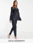 Фото #1 товара ASOS DESIGN Maternity jersey sequin slim trouser in midnight navy