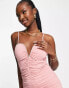 Фото #8 товара Rare London ruched mini dress with diamante straps in pink