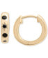 ფოტო #1 პროდუქტის Onyx Star Small Hoop Earrings in 14k Gold-Plated Sterling Silver, 0.5"