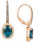 ფოტო #2 პროდუქტის Deep Sea Blue Topaz (2-5/8 ct. t.w.) & Diamond (3/8 ct. t.w.) Halo Drop Earrings in 14k Rose Gold
