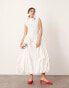 Фото #1 товара ASOS EDITION high neck drop waist puffball midi dress in white