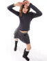 Фото #1 товара Monki shrunken hoodie top in black