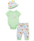 ფოტო #1 პროდუქტის Baby Boys Bodysuit Pant Set with Hat