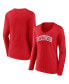 Фото #1 товара Women's Red Wisconsin Badgers Basic Arch Long Sleeve V-Neck T-shirt