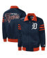 ფოტო #1 პროდუქტის Men's Navy Detroit Tigers The Captain II Full-Zip Varsity Jacket