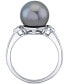 ფოტო #3 პროდუქტის Cultured Tahitian Pearl (10mm) & Diamond Accent Ring in 10k White Gold