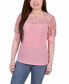 ფოტო #1 პროდუქტის Petite Puff Sleeve Lace Top