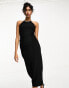 River Island halter midi dress with embellished neckline in black