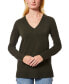 Фото #4 товара Women's Ribbed Seamed Long-Sleeve High-Low-Hem V-Neck Sweater