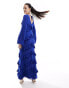 Pretty Lavish long sleeve ruffle maxi dress in cobalt blue