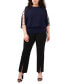 ფოტო #4 პროდუქტის Plus Size Rhinestone-Trim Blouson Top