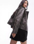 Фото #8 товара Topshop faux leather washed biker jacket in grey