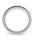 Stainless Steel Black Red Fiber Inlay 8mm Band Ring