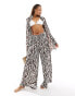 Фото #2 товара South Beach oversized zebra print beach shirt co-ord in brown