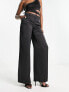 Фото #1 товара Weekday Riley co-ord wide leg satin trousers in black