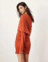 ASOS EDITION jersey long sleeve slouchy mini dress with layering detail in rust