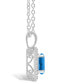 ფოტო #3 პროდუქტის Blue Topaz (1-2/3 ct. t.w.) and Diamond (1/8 ct. t.w.) Halo Pendant Necklace in Sterling Silver