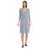 ფოტო #5 პროდუქტის Petite Lightweight Cotton Modal 3/4 Sleeve Fit and Flare V-Neck Dress