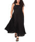 Фото #1 товара Plus Size Smocked Back Tiered Sleeveless Maxi Dress