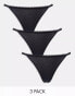 Фото #1 товара Dorina 3 pack lace trim cotton tanga thong in black