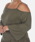 Фото #4 товара Plus Size Cold Shoulder Ruffle Sleeve Top