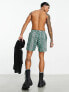 ASOS DESIGN swim shorts in short length with aztec print