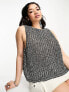 ASOS DESIGN Curve relaxed knitted tank top in open stitch in black