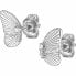 Matching Silver Butterfly Earrings with Crystals JFS00621040