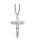 ფოტო #1 პროდუქტის Polished Cutout Crucifix Pendant on a Curb Chain Necklace