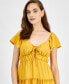 ფოტო #3 პროდუქტის Juniors' Flutter-Sleeve Tiered Mini Dress