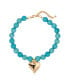 Фото #1 товара Chunky Beaded Turquoise Gold Heart Necklace