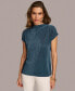 ფოტო #1 პროდუქტის Women's Allover Pleat Short Sleeve Top