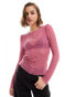 Фото #2 товара JDY long sleeve textured top in pink