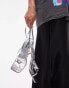 Фото #6 товара Topshop Wide Fit Nancy strappy toe post mid heeled sandal in silver croc