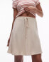 Фото #1 товара Topshop drawstring satin bias mini skirt in oyster