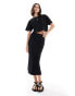 Threadbare jersey crop top & midi skirt set in black