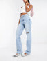 Фото #8 товара River Island high rise ripped jeans in light blue