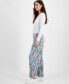 Women's Printed Plissé Wide-Leg Pants, Created for Macy's