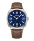 ფოტო #1 პროდუქტის Men's Bailard Brown Light Genuine Leather Strap Watch, 44mm