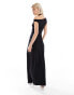 Фото #3 товара Weekday Lo maxi dress with drape off shoulder and low waist in black