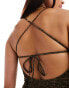 Monki mix and match tie back swimsuit in brown snake print Braunes Schlangenmuster, M - фото #6