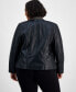 ფოტო #2 პროდუქტის Plus Size Leather Woven-Shoulder Coat