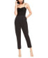 Leyden Women's Lace Floral Sweetheart Neckline Crop Jumpsuit Black M