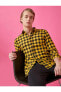 Erkek Sarı Kareli Uzun Kollu Klasik Yaka Gömlek