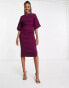 Closet London Tall ribbed pencil midi dress in plum