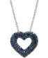 ფოტო #1 პროდუქტის Blue Diamond Heart 18" Pendant Necklace (1/2 ct. t.w.) in Sterling Silver