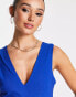 Vesper plunge front wide leg jumpsuit in cobalt